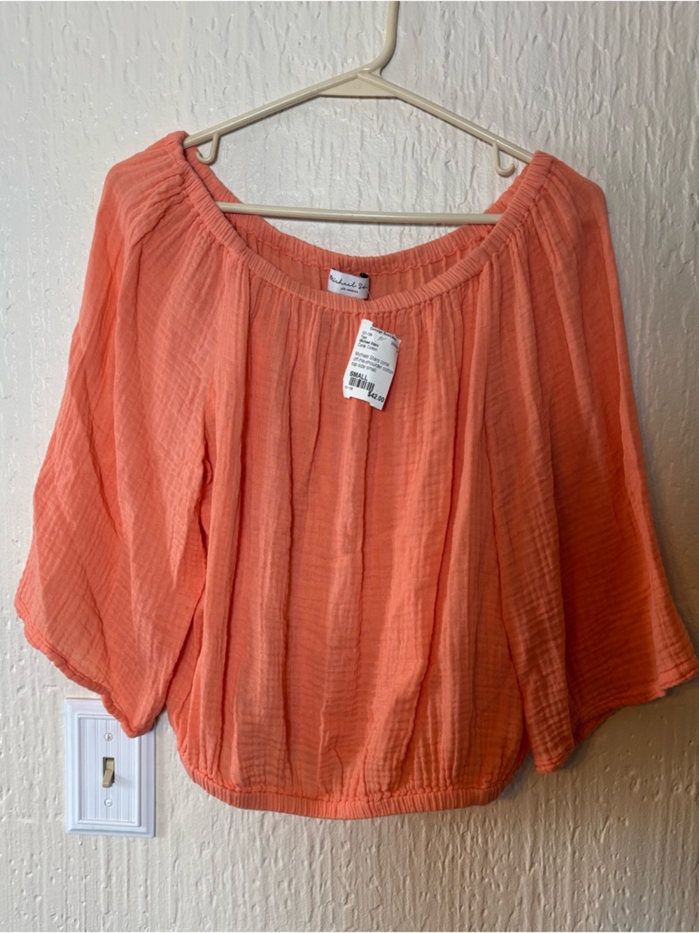 Michael Stars Coral Off-the-Shoulder Gauze Top Women Size Small